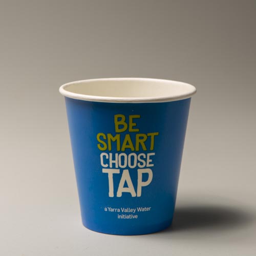 2013 drinking cup with text saying 'Be smart choose tap. A Yarra Valley Water initiative.