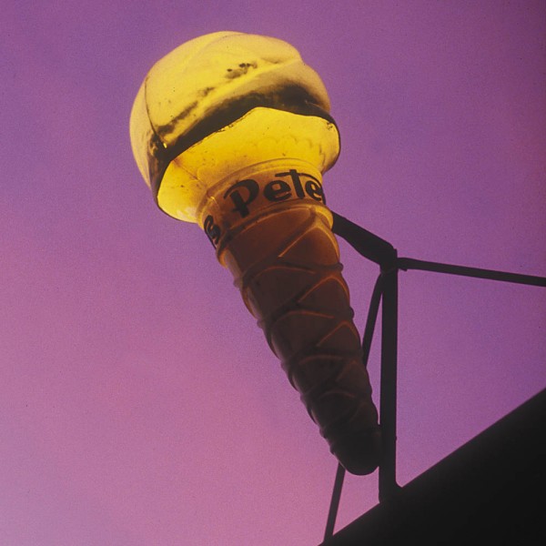 Classic Peters Ice Cream cone outside a milkbar. 