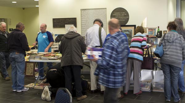 Buzz of interested customers at Ian's stall.