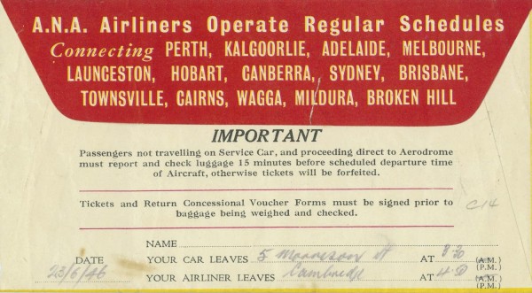Verso of ticket envelope. Collection of Ed J.