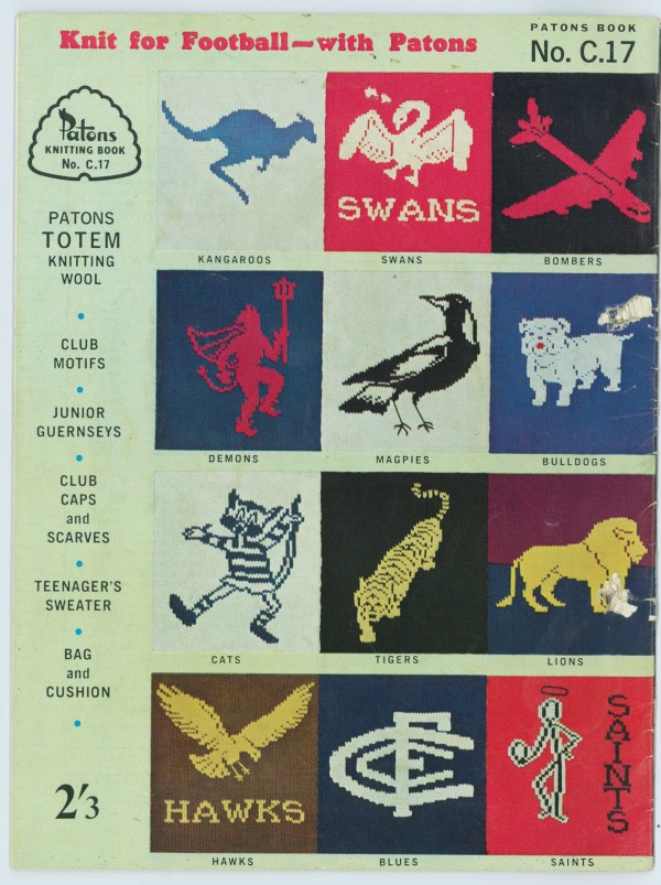 Knit for football - with Patons. Book C .17. Full colour cover only. Circa 1960s. Collection of Andrew H.