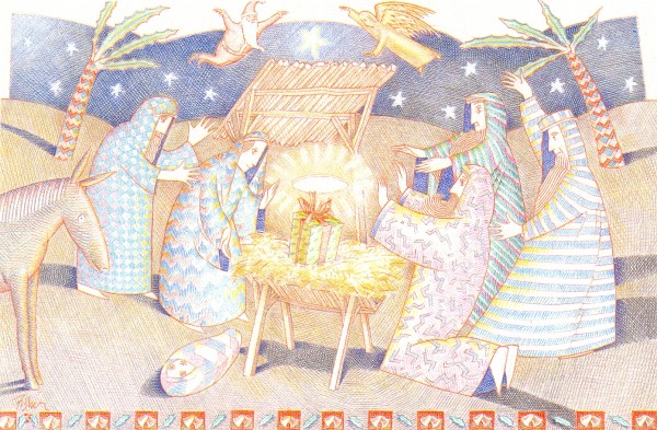 Adoration of the prezzie, by Jeff Fisher, produced by Cozzolino Hughes, 12 x 17.5 cm, 1983.