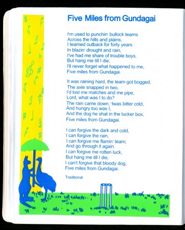 'Five Miles from Gundagi' from 'The Aussie Shower Songbook', reprint 2000, 17 X 14 cm. Collection of Martin B.