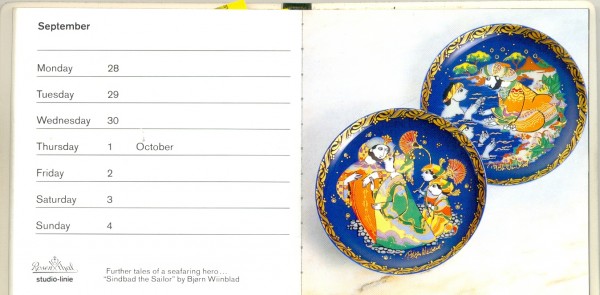 Date page and photograph in 'A dialogue of form and colour 1987', published by Rosenthal. Collection of Richard Felix.