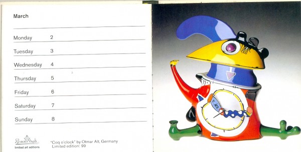 Date page and photograph in 'A dialogue of form and colour 1987', published by Rosenthal. Collection of Richard Felix.