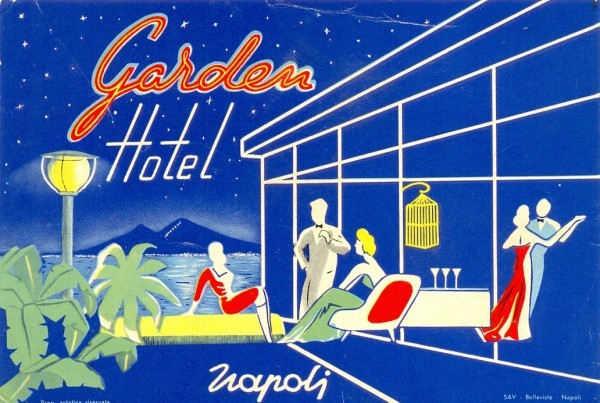 Garden Hotel, Napoli, sticker, 13 x 9 cm. Circa 1930s40s. Collection of AJAY.