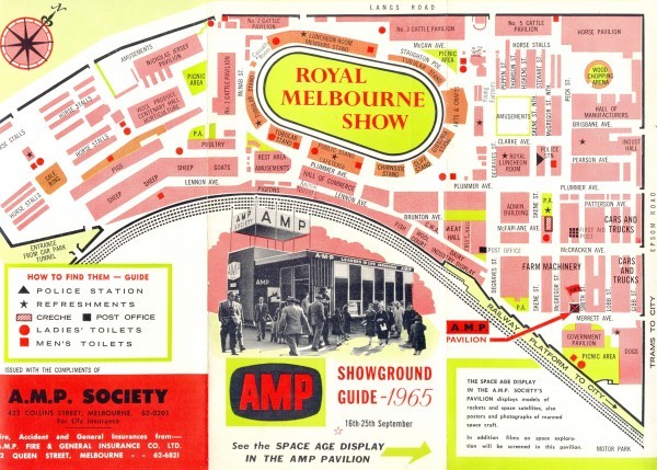 MP Showground Guide - 1965, unfolded 22.5 x 32 cm, 1965. Collection of Brian Watson.
